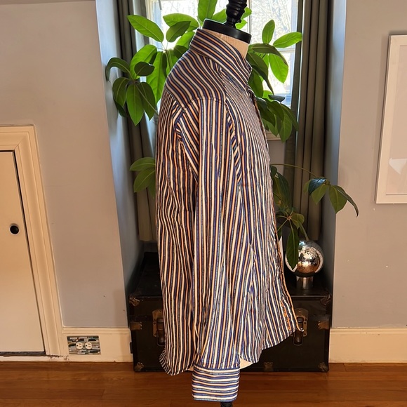 ROBERT GRAHAM Blue Green Stripes Paisley Cotton Medium Classic Long Sleeve Shirt - Picture 8 of 10